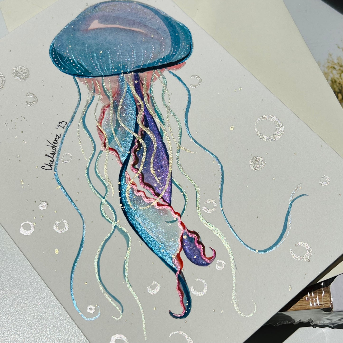 ‘Elegant Jellyfish’ Card + Frame – Handmade Watercolours