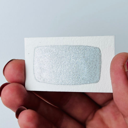 White Silver Single Half Pan Chrome Watercolour
