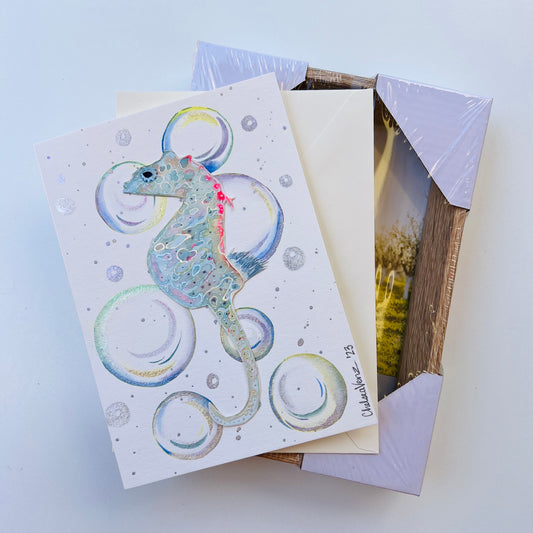 ‘Shimmering Seahorse’ Card + Frame