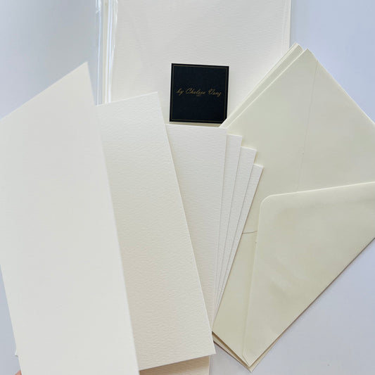 5x Folded Watercolour Paper Cards and Envelopes